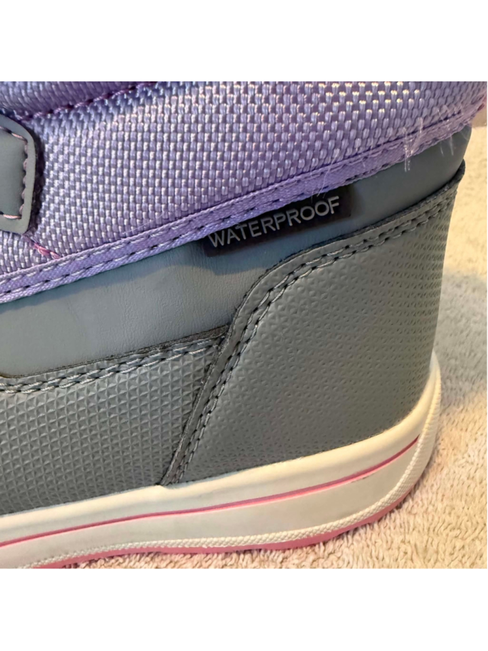 Girls Wonder Nation Waterproof Snow Boots Size 2 Purple Grey - Picture 6 of 15